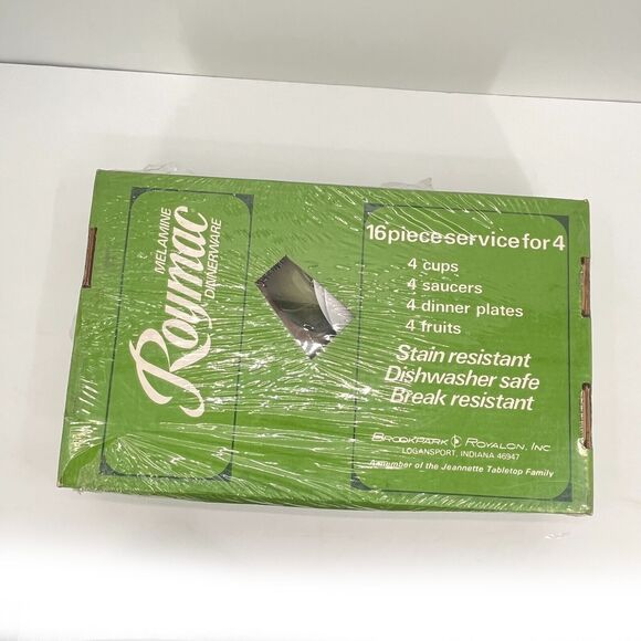 Roymac 16 Piece Melmac Melamine DISH Set Service for 4 Original Box Green Grapes - Picture 7 of 11